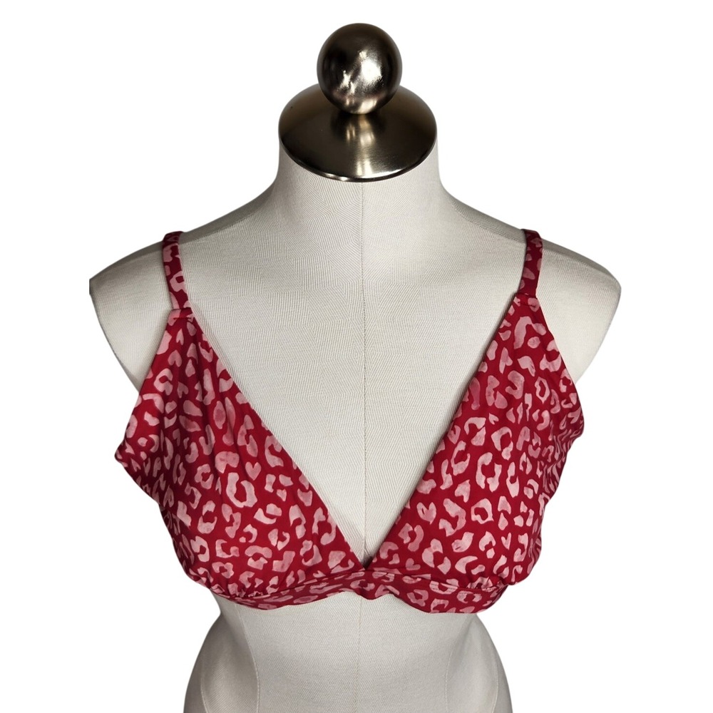 Fabletics Naked Feel Triangle Bralette Womens XXL‎ Red Leopard Print Bra